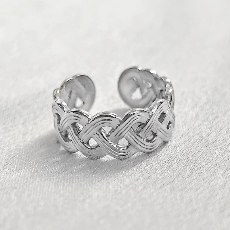 Top source non fading titanium ring, women's woven design, minimalist stainless steel ring