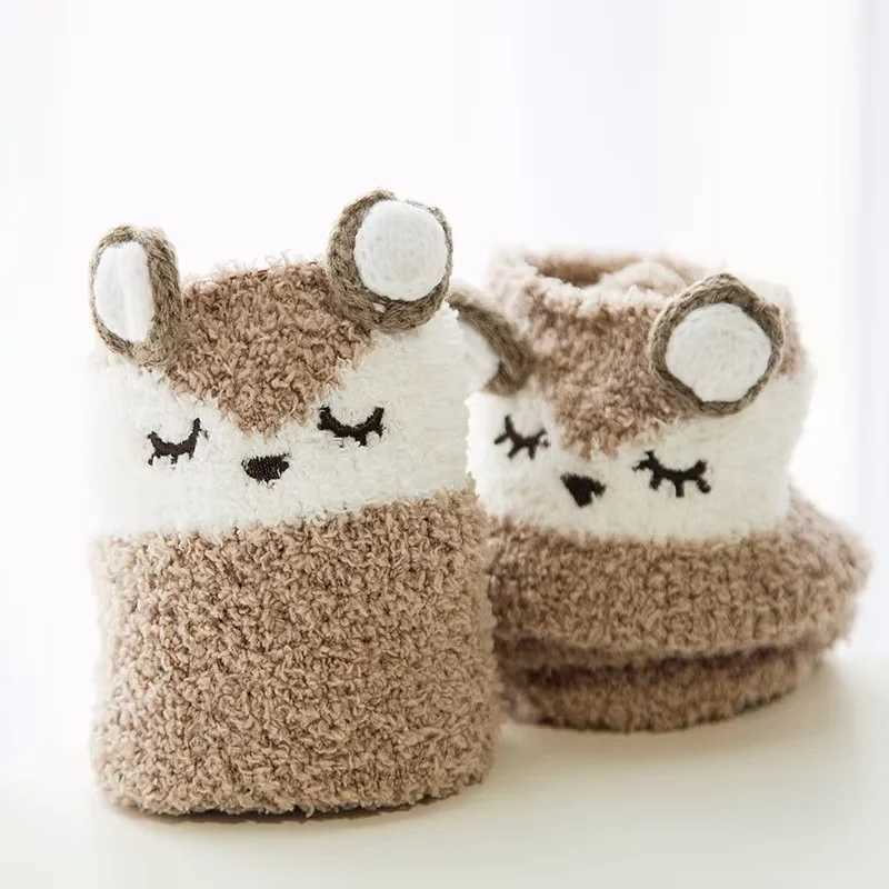 Christmas Childrens Socks For Girls Boys Coral Fleece Kids Striped Long Socks Winter Warm Stockings New Years One Size 2-8Years G251124