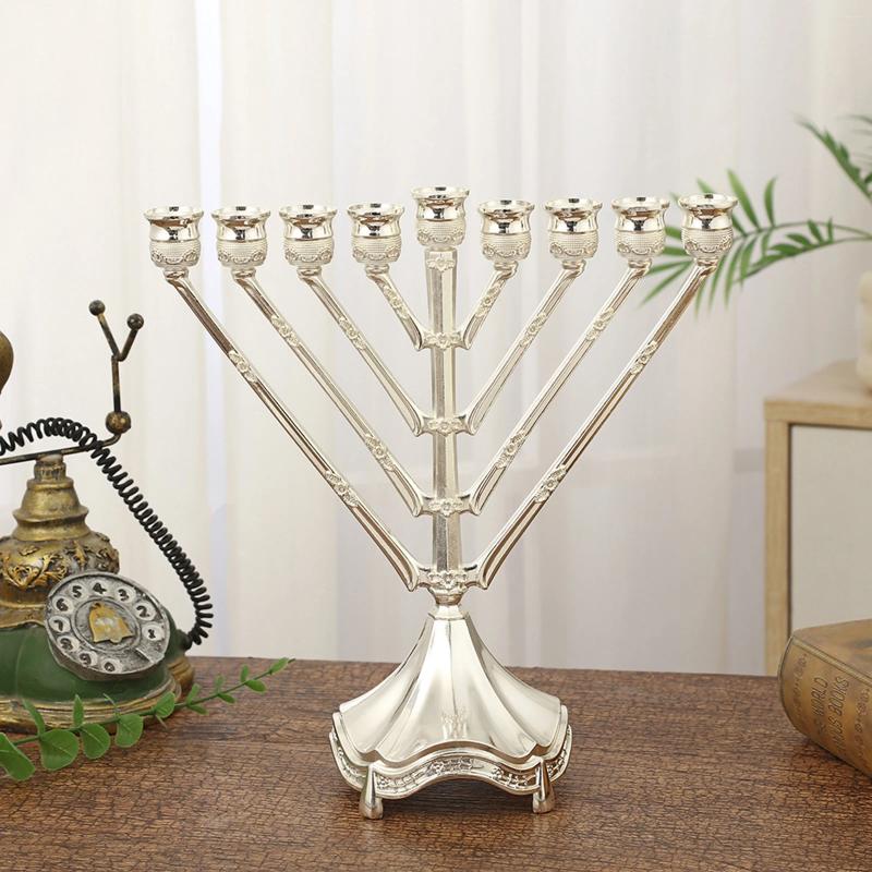 Candle Holders 9 Branches Holder Zinc Alloy Candelabrum Stands Hanukkah Menorah For Christmas Party Wedding Home Decor Gift H260310