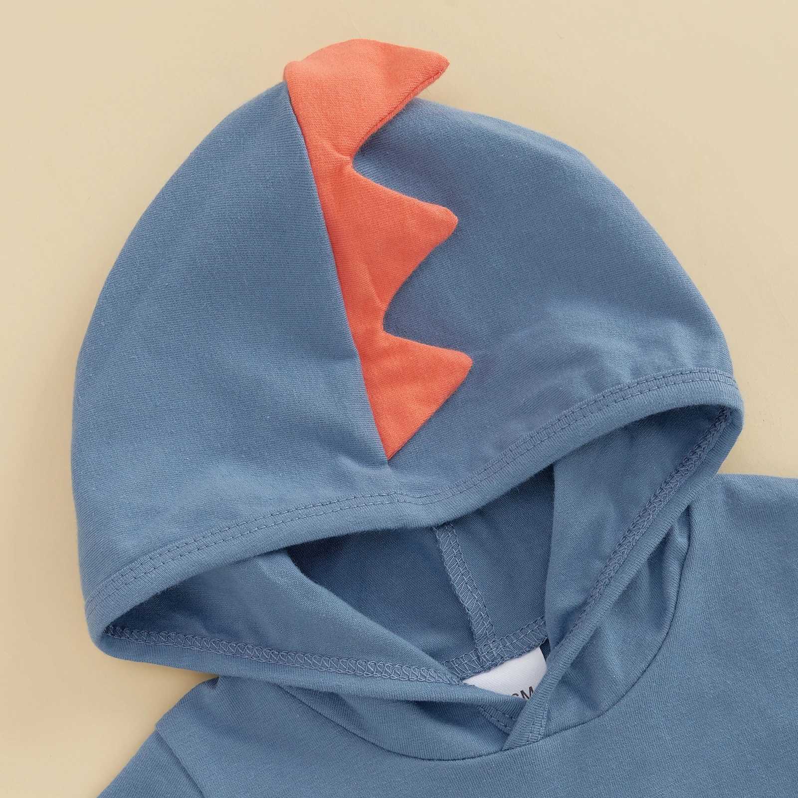 Clothing Sets Baby Boys Summer Clothes Fashion Kids Outfits Set Dinosaur Contrast Color Short Sleeve Hooded Tops Shorts Kids Suits R250424