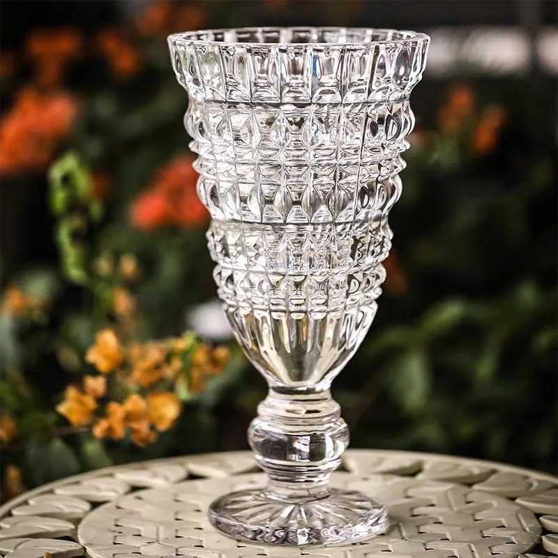 French Retro Light Luxury Transparent High Foot Vase C251124