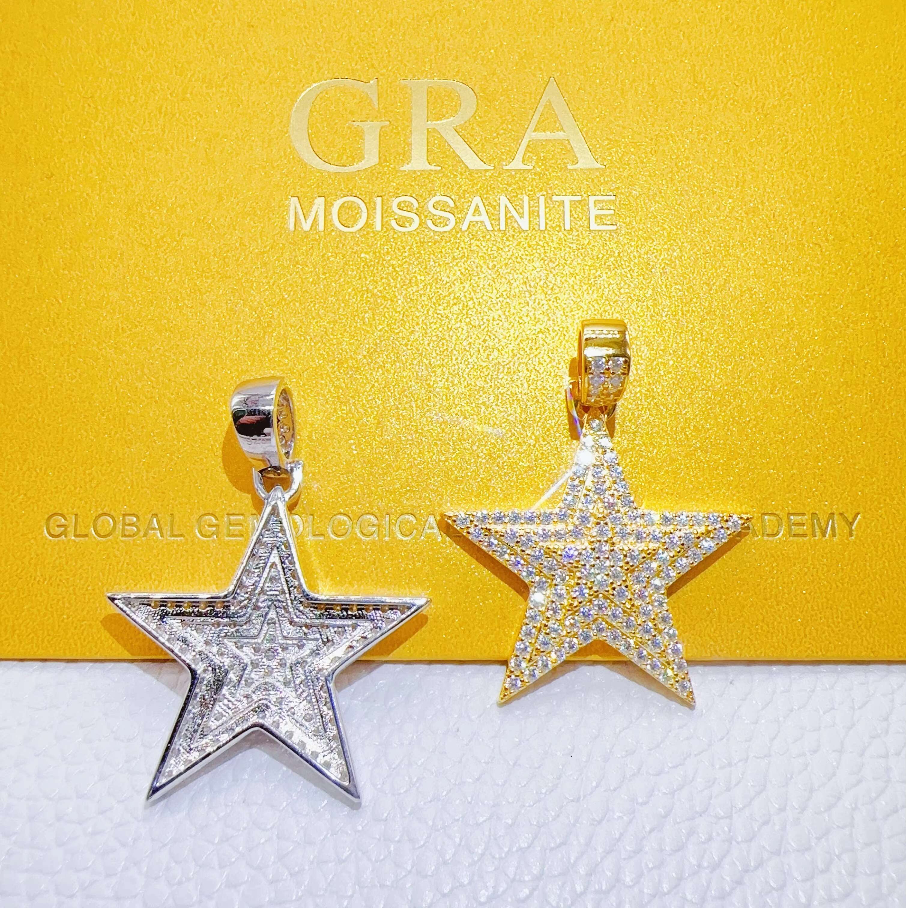 Moissanite Jewelry VVS Lab Diamond Iced Out Custom Pendant Hip Hop Star Pendant for Men women