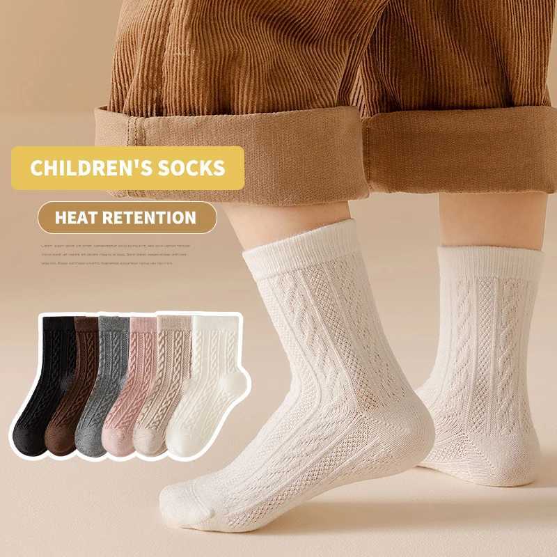 4-Pair Pack Solid Color Cable-Knit Mid-Calf Socks for Girls Soft Warm Comfortable Girls Socks for All Seasons G251124