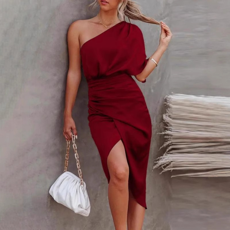 2022 summer sexy sleeveless off shoulder bag hip dress women
