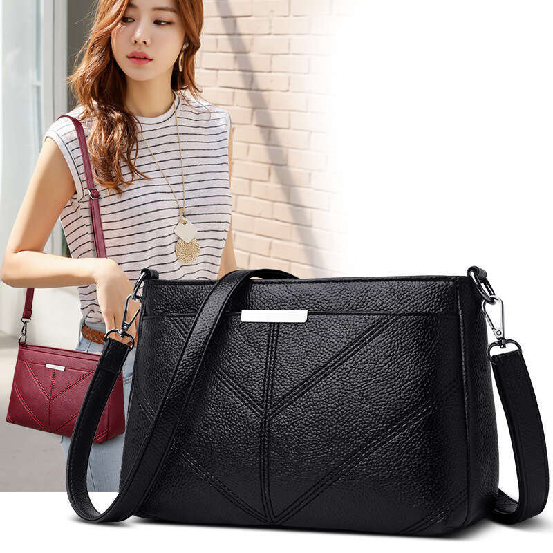 Designer Bag Straight Women's 2025 New Korean Version Trendy Three-Layer Small Single Shoulder Crossbody Soft Leather Mommy Bag