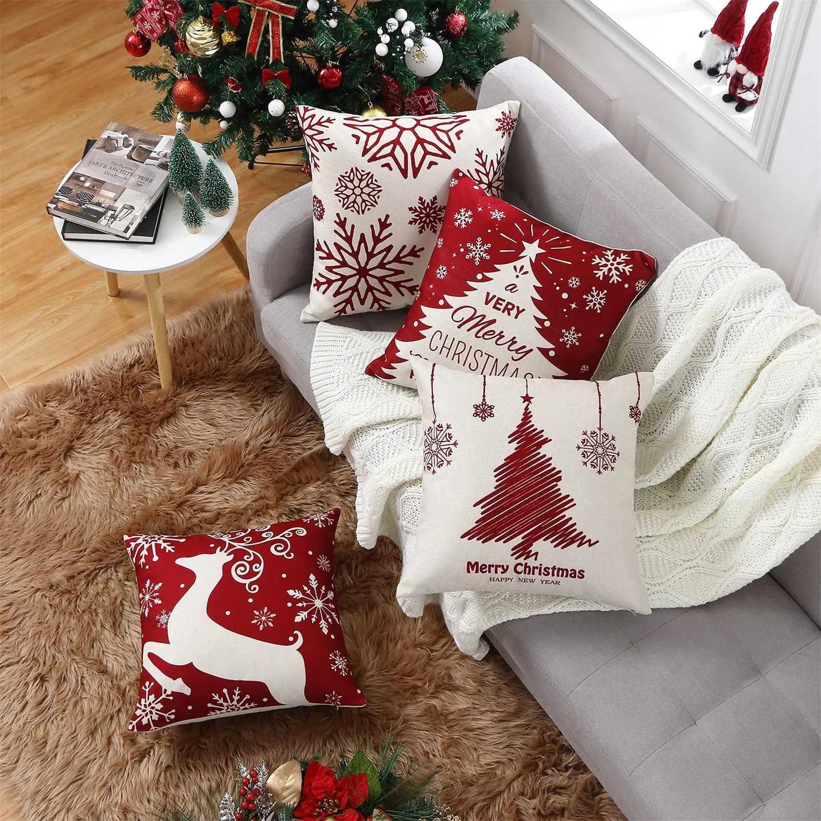 Christmas Pillow Covers Christmas Decorations Throw Pillow Covers Set Of 4 Throw Pillow Cases With Holiday Decor G251124