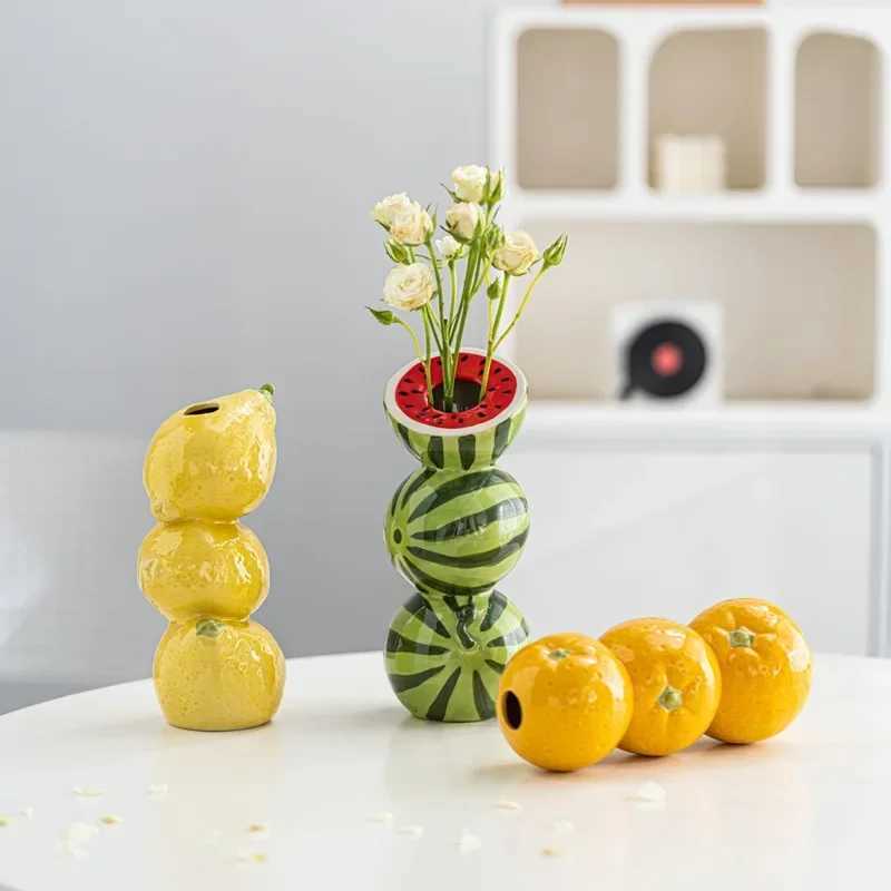 1PCS Overlapping Fruit Vase Nordic Style Three-Tier Ceramic Vase Minimst for Home Decor Desktop/Living Room Decoration C251124