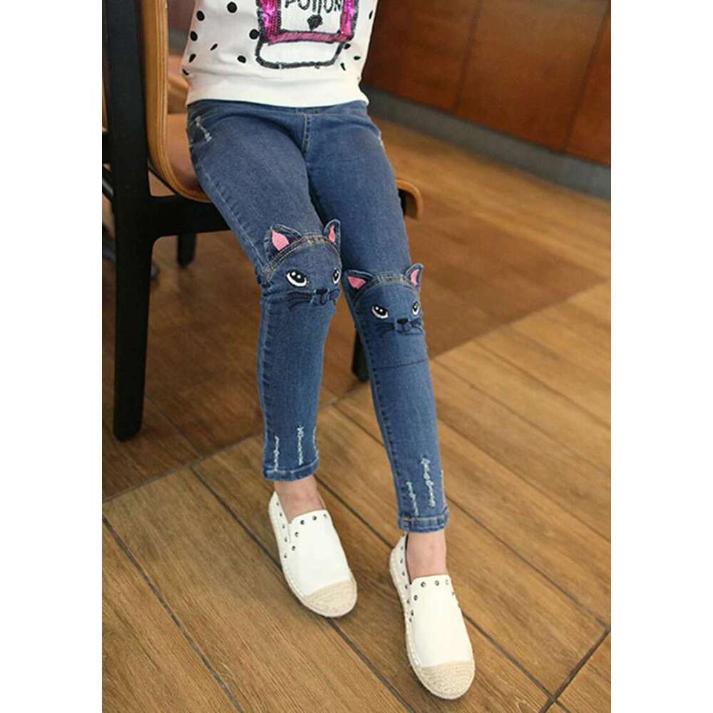 IENENS Children Infants Girls Casual Denim Long Pants Child Baby Girl Jeans Clothes Fashion Kids Skinny Trousers Prints Clothing