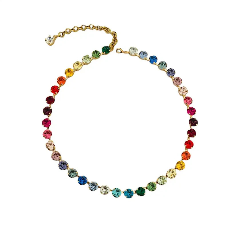 Exquisite geometric dyed small glass crystal necklace fashionable punk crystal necklace party jewelry 250420