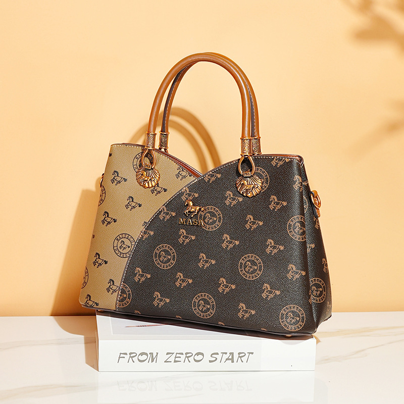 Massa Brand Women S Bag Fashionable Light Luxury Printed Handbag Mom Style Large Capacity Commuting Versatile Crossbody MASA Tote Bag Tote Bag