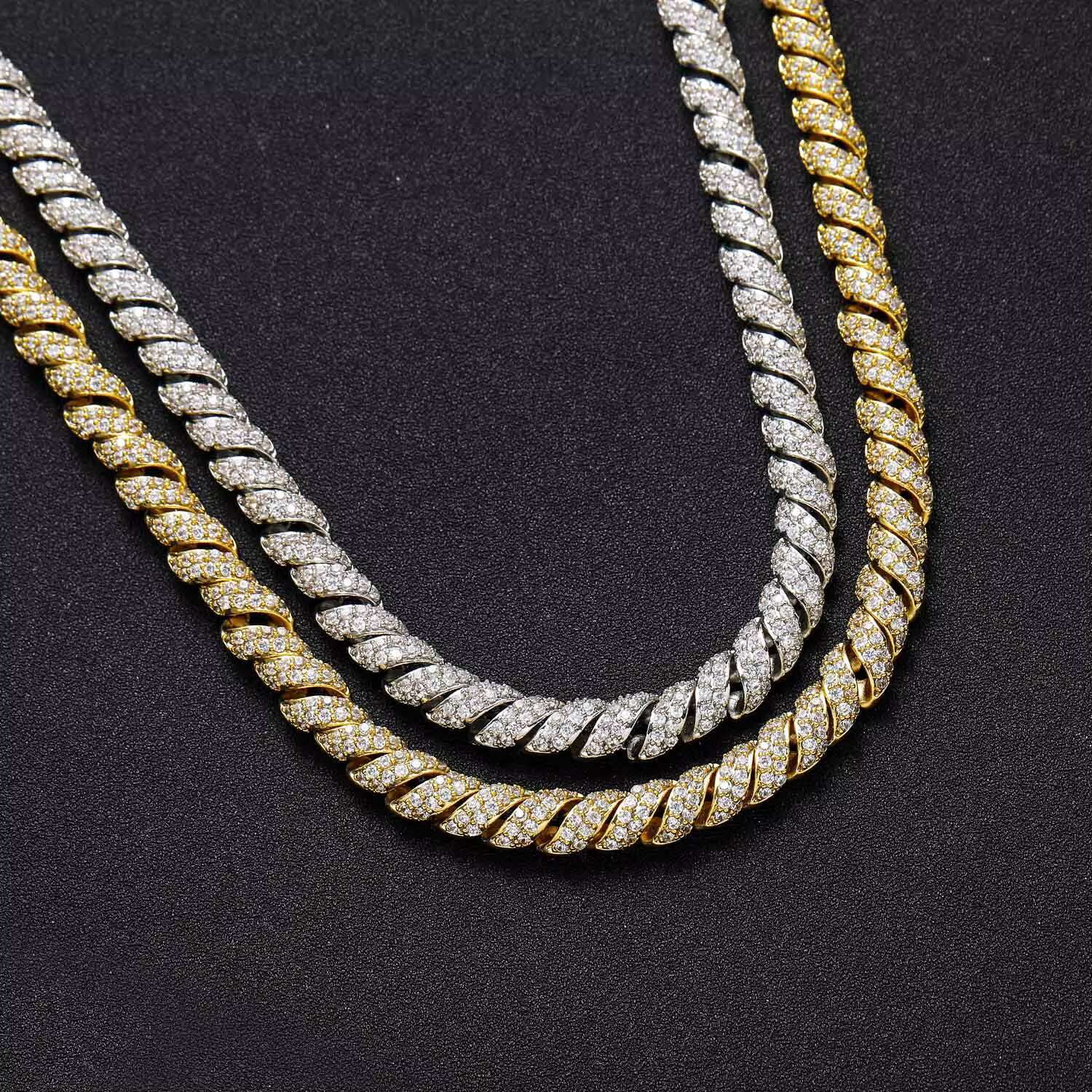 BES 8MM Brass Micro Paved 5A Cubic Zirconia Length Rope Chain Necklace Iced Out Bling CZ HipHop Jewelry