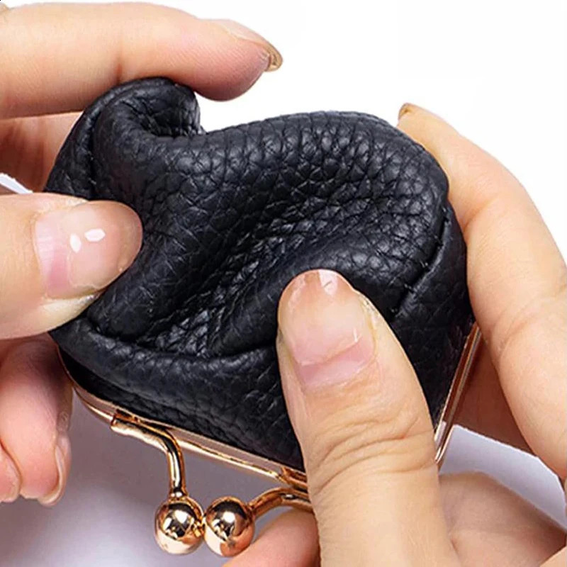 PU Leather Mini Coin Purse Solid Color Kiss Lock Change Pouch Casual Style Small Storage Bag For Women R250424