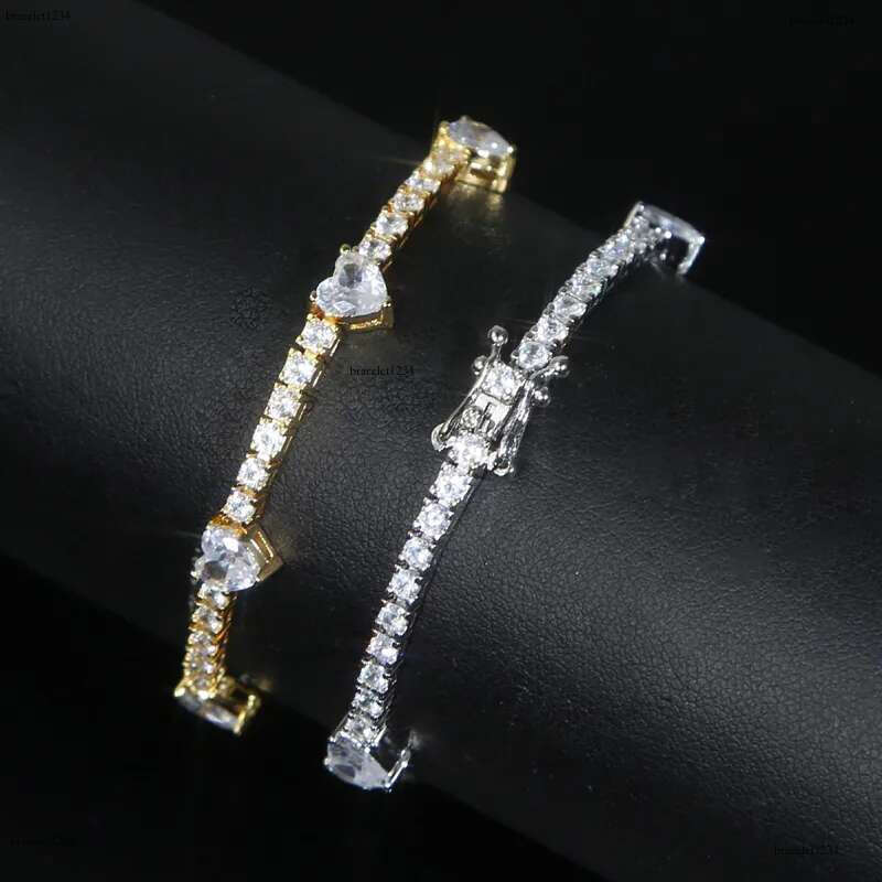 New arrival 6mm Mini Heart Love with 2.5mm round Zircon Tennis bracelet Elegant bracelet Hip Hop Ice Out VVS Moissamite Ladies Party Gift Wholesale je