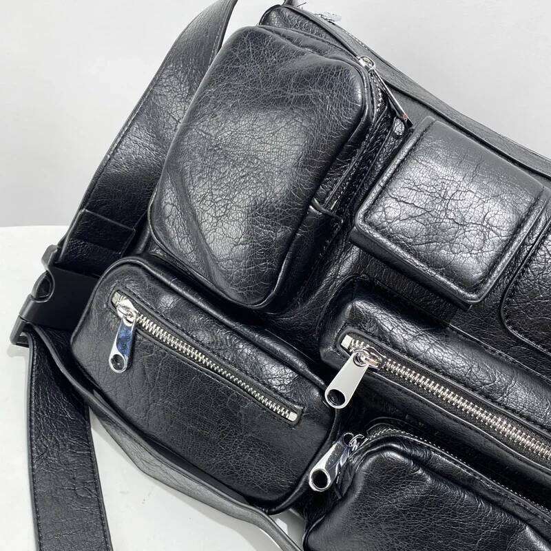Designer Bag High-Quality Soft Leather Tote For Women's Luxury Design Y2k Motorcycle Bag Multi-Pocket One-Shoulder Handbag And Purse