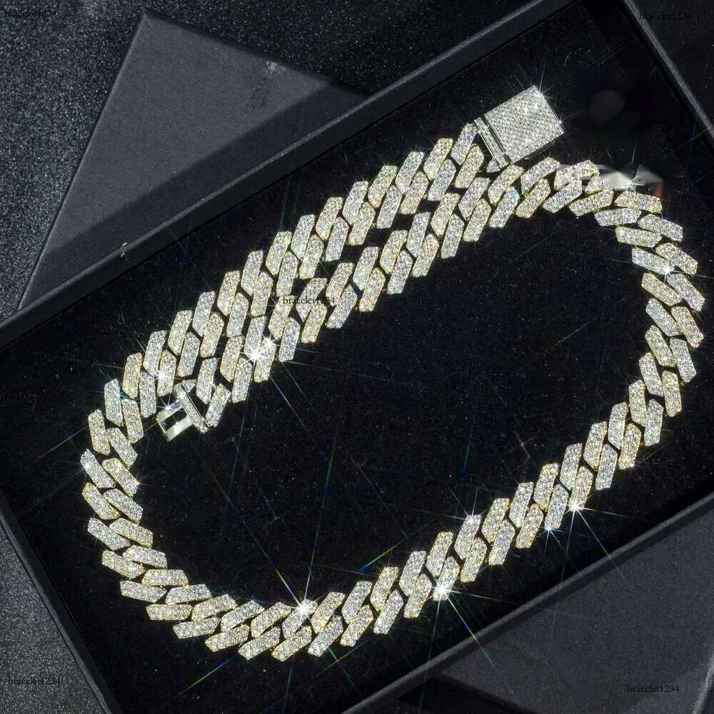 Custom Iced Out Sterg Pendant Moissanite Dia Designer Fashion Necklaces Sier Miami Cuban Chain GRA 14mm 2 Rows Gold Hip Hop Necklace Jewelry for Men