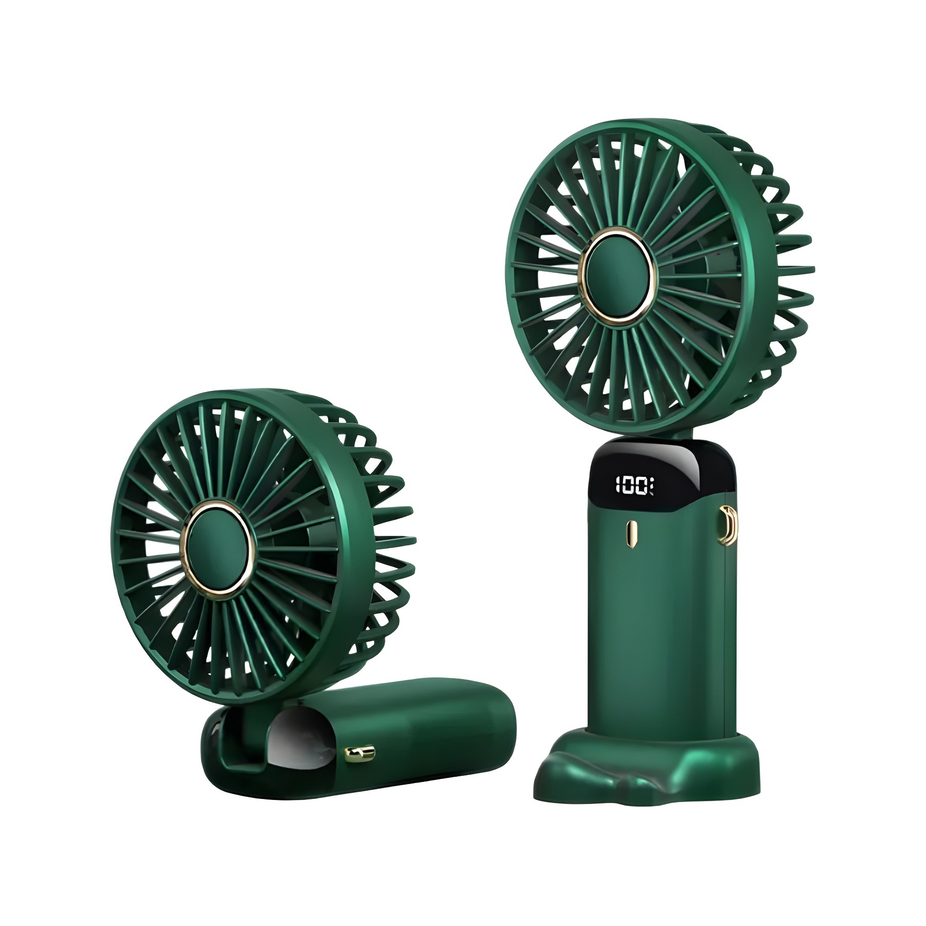 USB Handheld Mini Fan Foldable Portable Neck Hanging Fans 5 Speed USB Rechargeable Fan with Phone Stand and Display Screen
