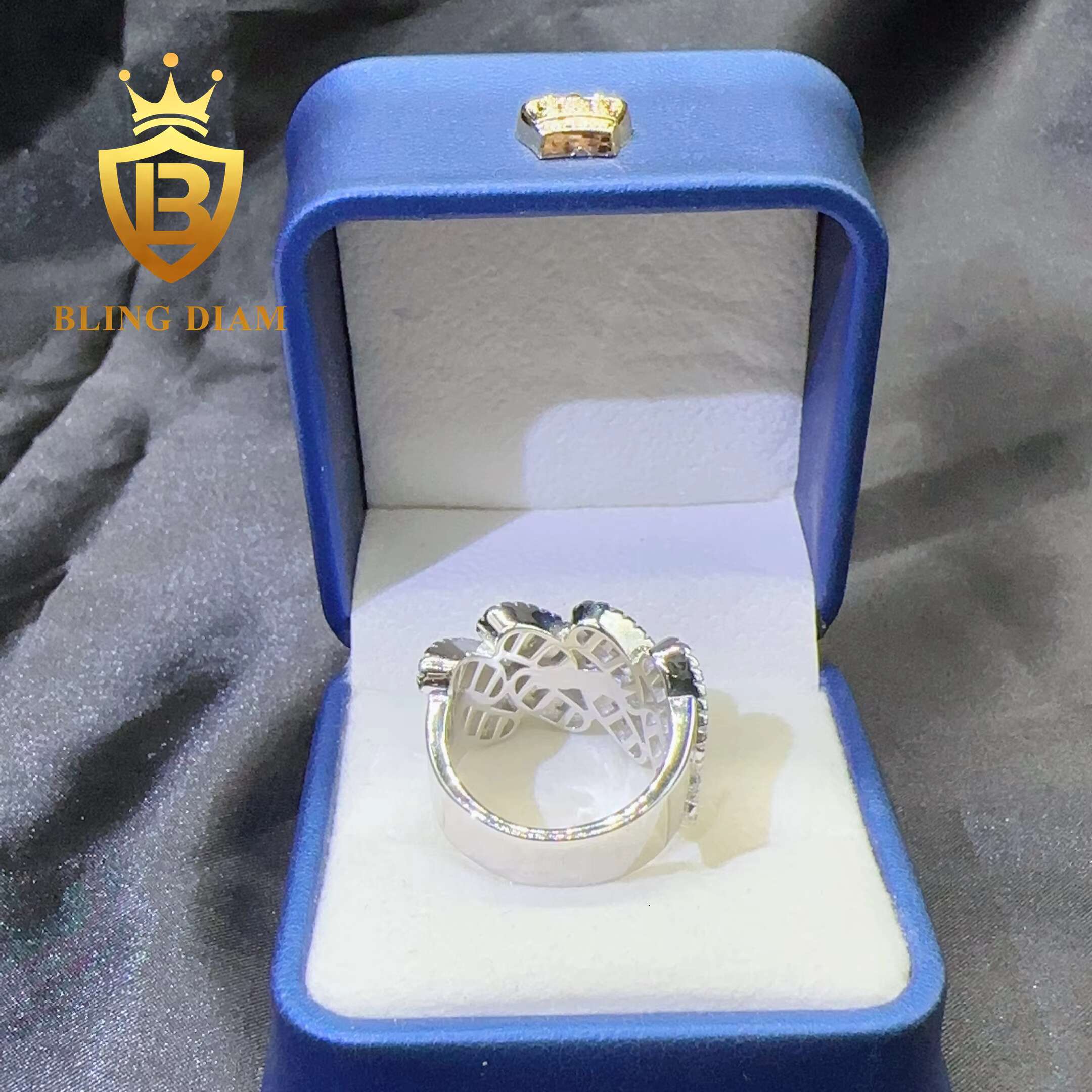 Drop Shipping New baguette Cut Hip Hop Ring Pass Diamond Tester S925 Silver VVS Moisssanite Rapper Band Ring
