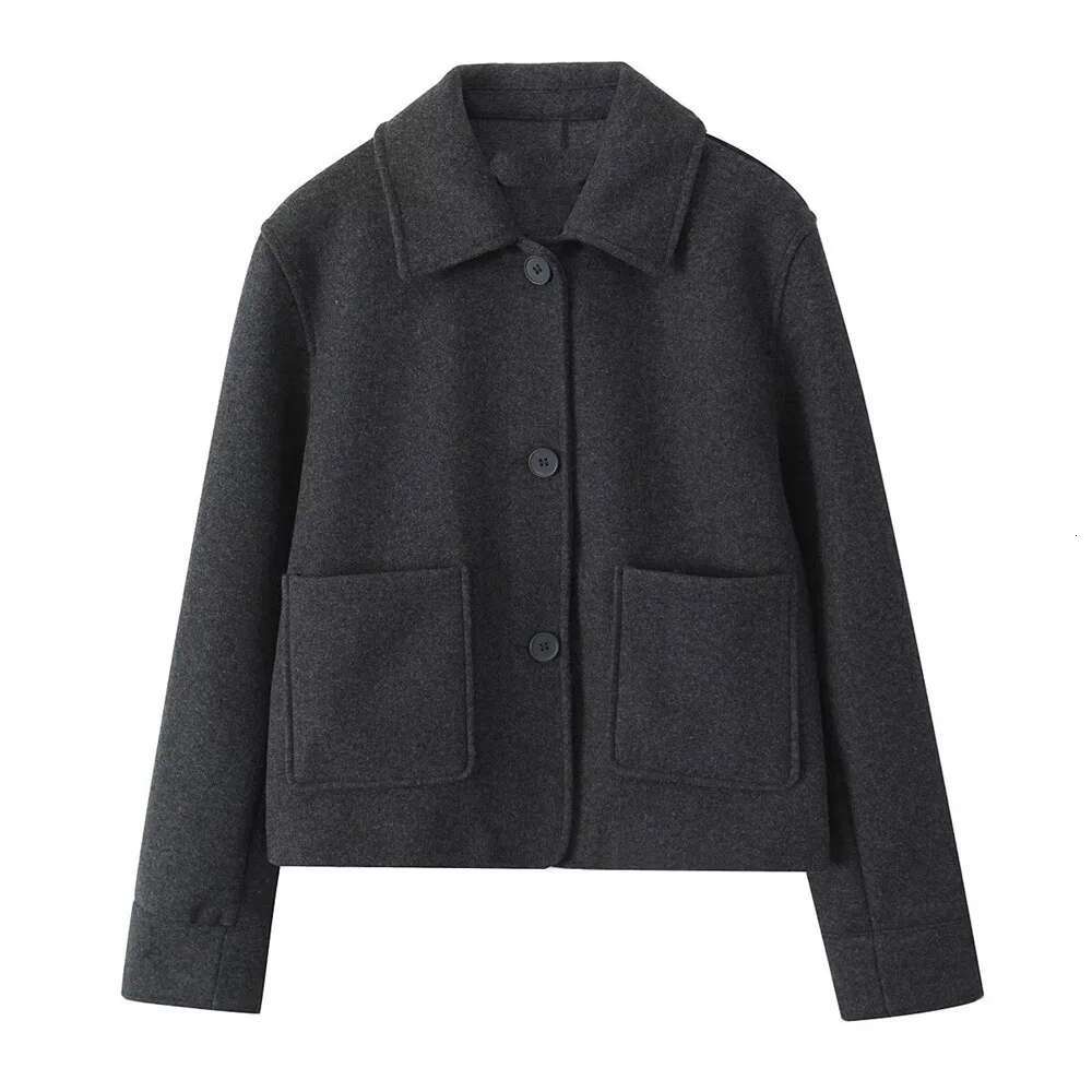 2024 RARF Loose Single Breasted Lapel Long Sleeved Short Pocket Decoration Soft Coat Women's Autumn And Winter New Item