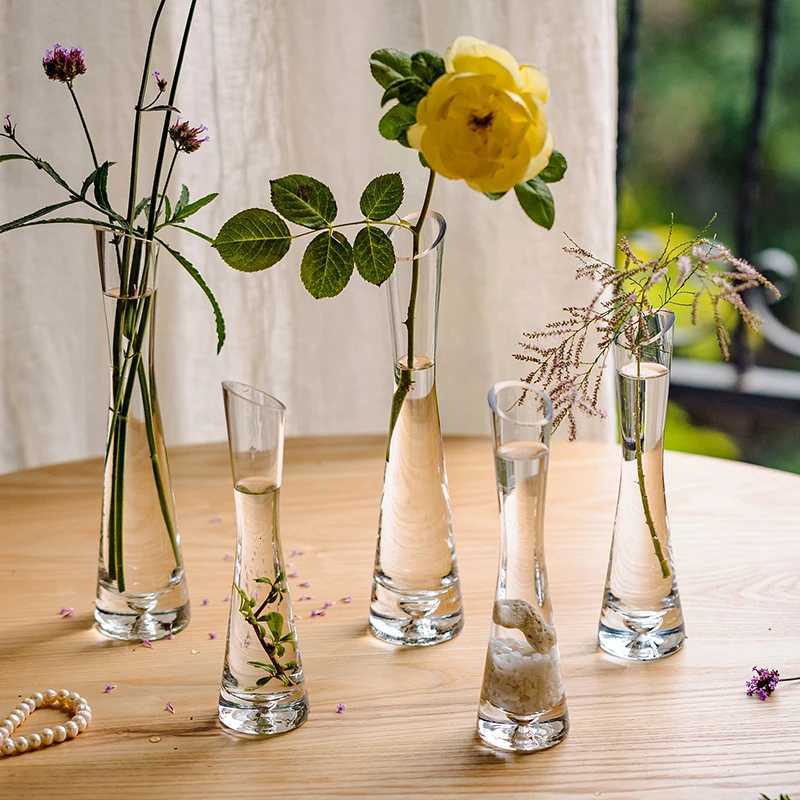 Transparent Glass Flower Vase Small Vase Hydroponics Plant Flower Terrarium Luxury Room Table Home Decor Wedding Decoration C251124