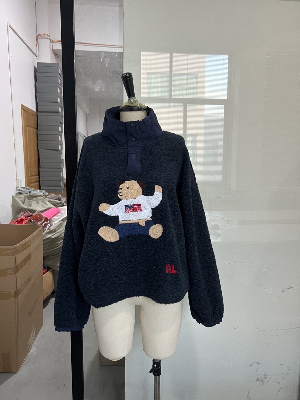Women's Sweaters Cute Bear Pattern Sweatshirts High Collar Warm Polar Fleece Sweater Soft Blouses Tops 2025 Winter Lady Y2K Clothes