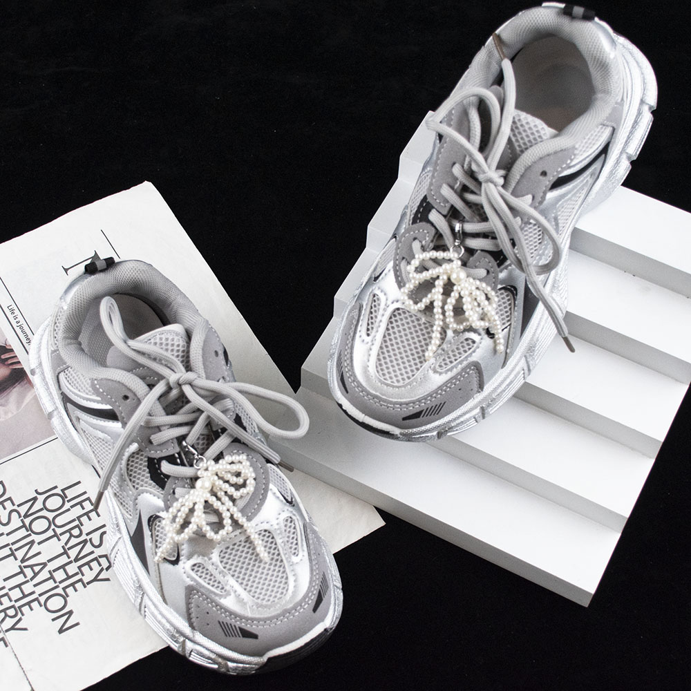 Elegant Two-Tiered Pearled Lace-Up Accents: Versatile Charms Suitable for Footwear, Handbags & Mobile Devices