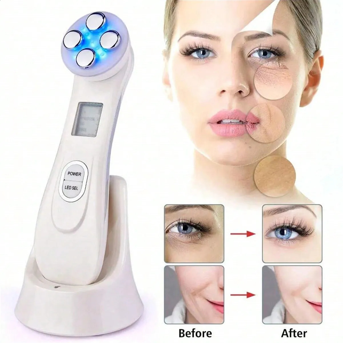 Mini For Face Skin LED Rejuvenation Wand FaceSkin Care Massage Beauty DeviceFacial Beauty Massager Led Pon Skin Care Device 250418