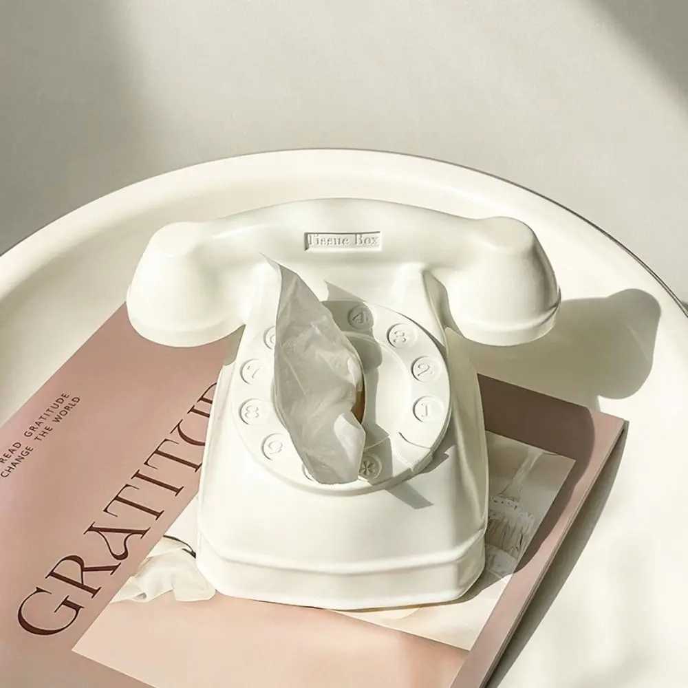 Ornament Silicone Tissue Box Retro Style Luxury Paper Box Nostalgic Telephone Shaped Paper Towel Box DesktopM251124