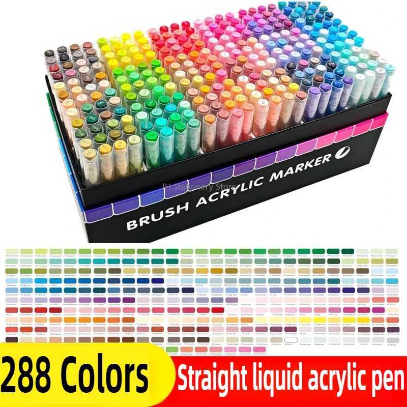 GuangNa 288/168 Colors Set Acrylic Paint Markers Brush Tip Paint For Rock Painting Festival Gift DIY Art Pens School Stationery G251124