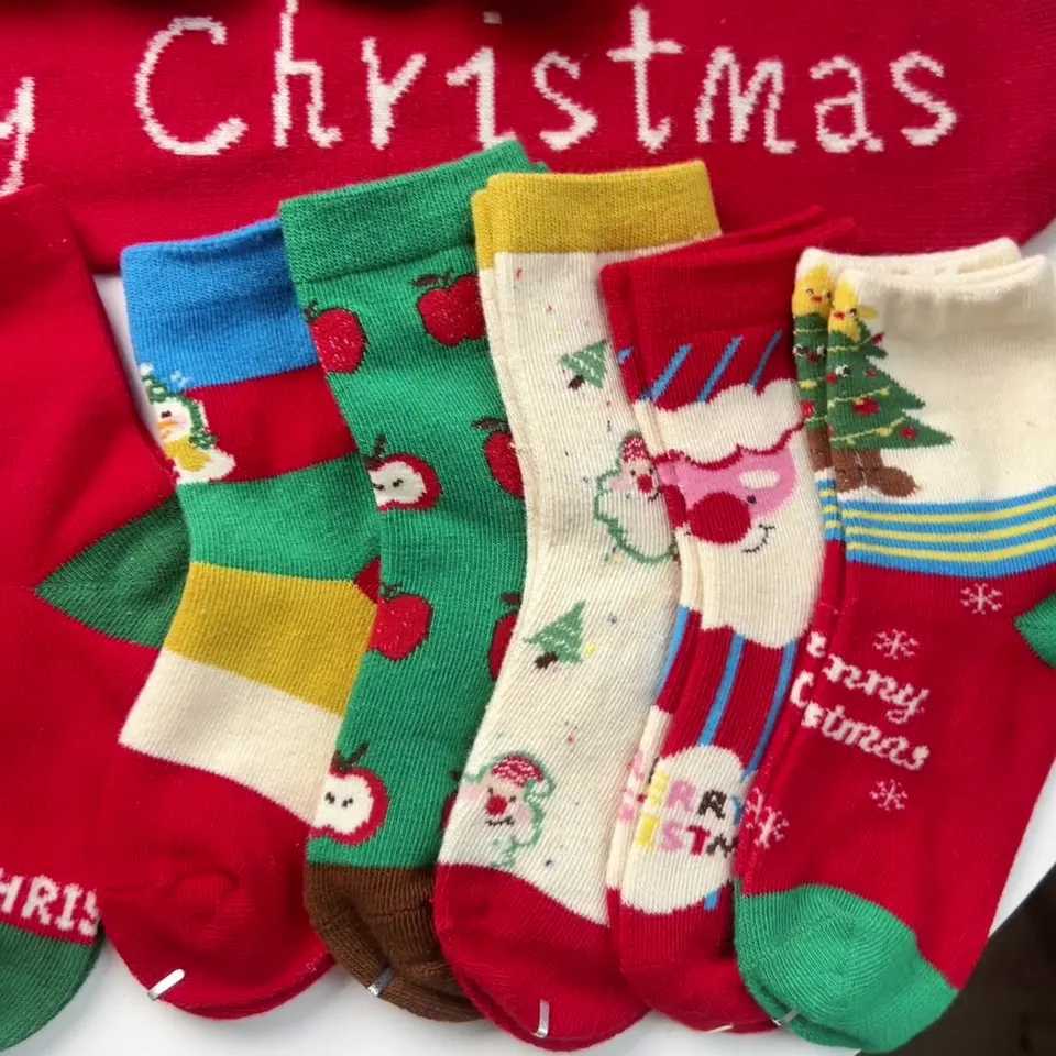 5Pair/Lot Baby Christmas Socks for Newborns Infant Short Socks Kids Socks Comfortable Christmas Stockings Autumn Winter Socks G251124