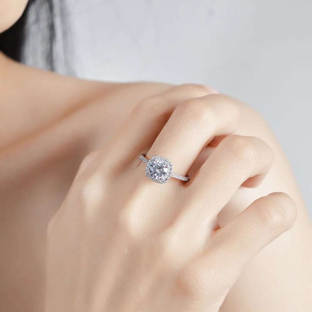 100% Real Moissanite Ring Adjustable Size S925 Sliver D VVS1 Pass Diamond Test Pen GRA Certificate 18K Plating Rings for Women
