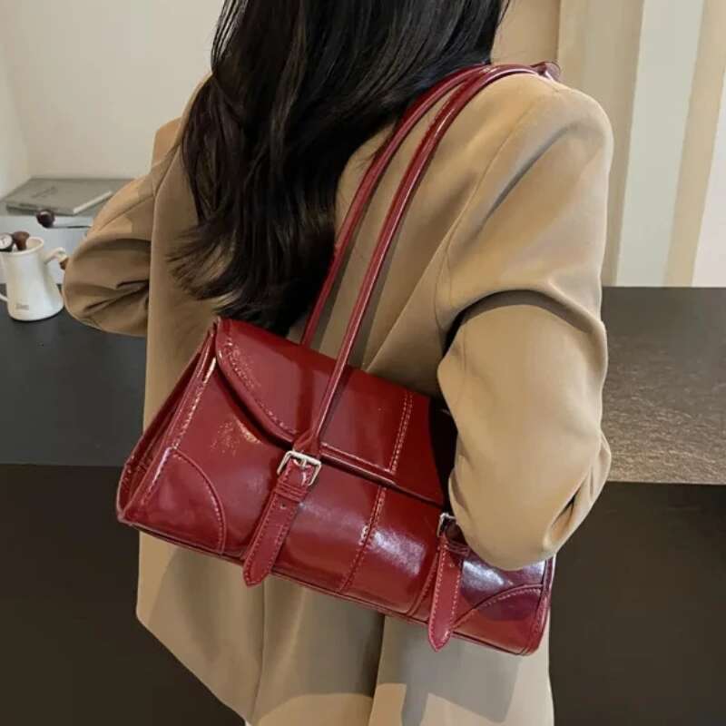 Bury Underarm Shoulder Bags For Women Pure Color PU Leather Large Capacity Casual Tote Bag 2025 New Commuter Handbags