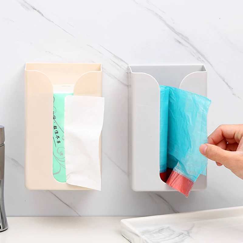 Tissue Box Punch-free Wall-mounted Storage Box Organizer Spring Paper Towel Holder Bathroom Accessories Waterproof Tissue BoxM251124