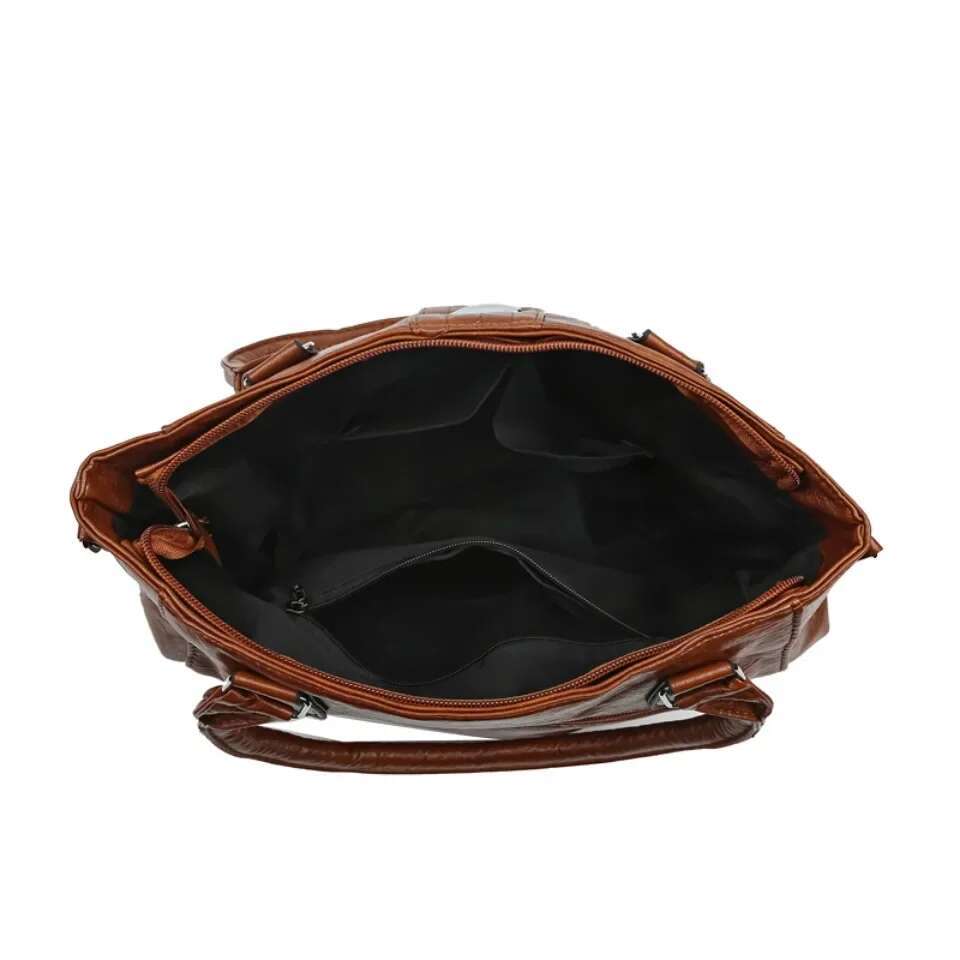 New Soft Leather Handbag For Women Vintage Shoulder Tote Bag Designer Ladies Large Capacity Purse Commute Bags Sac A Main