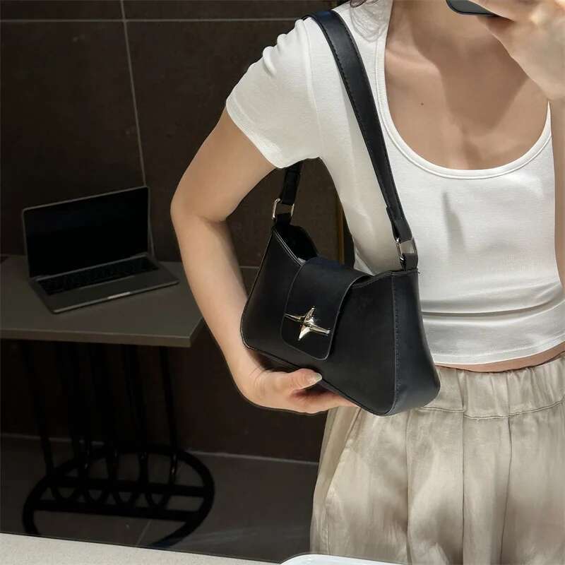 Designer Bag Sier Shoulder Bags For Women Classic Y2k Small Purse Glossy PU Leather Brand Female Underarm Handbags Daily Bag