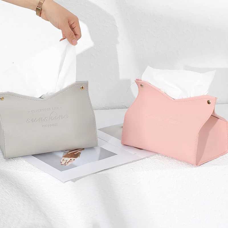 Nordic Style Leather Car Tissue Box - Creative Space-Saving Multi-Purpose Tissue Storage Holder for Living Room Kitchen VehicleM251124