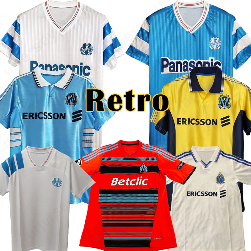 Maillot Retro MarseIle Soccer Jersey Vintage Authentic CANTONA WADDLE PELE PAPIN BOLI Football Shirts Classic 1990 1991 1992 1993 1998 1999 2000 Men Kids
