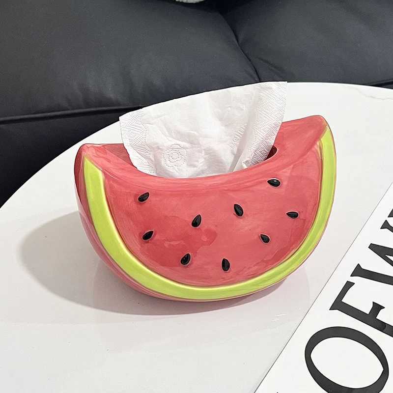 Cute And Creative Watermelon Tissue Box Light Luxury And High Aesthetic Decoration Paper Box OrnamentM251124
