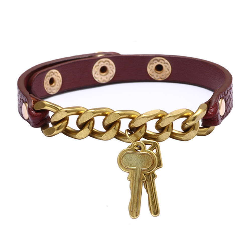 Creative personalized metal chain, PU leather, light bracelet, commuting and streetwear accessories