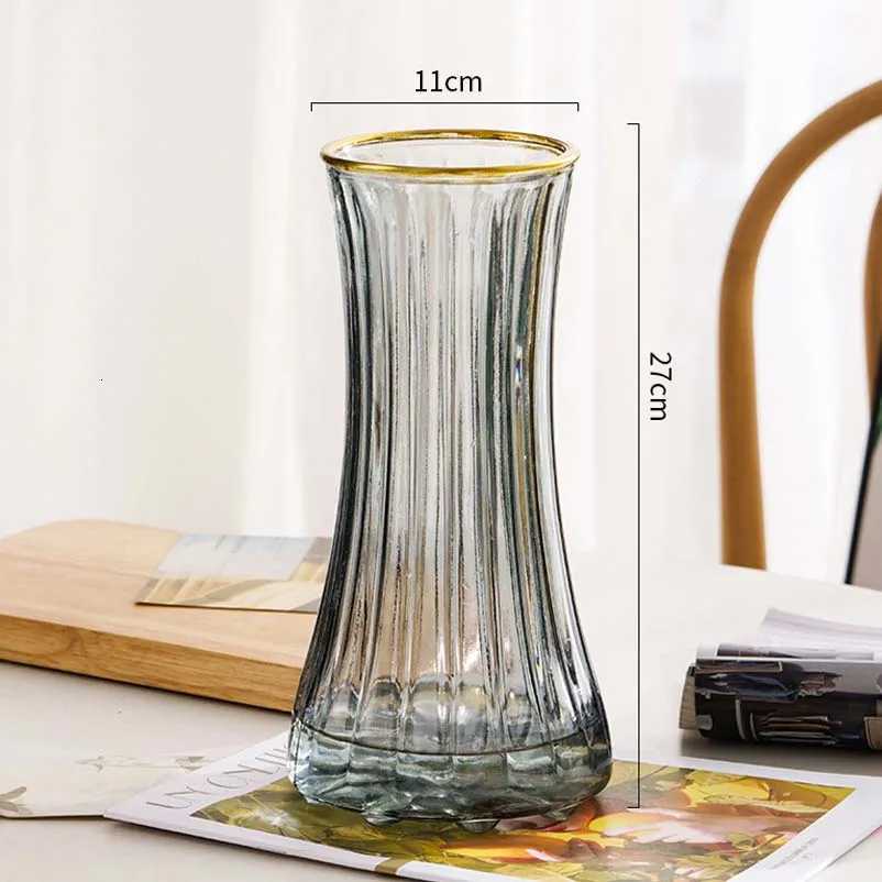 Gold Transparent Glass Vase Living Room Flower Decoration Creative Water Vase Light Luxury C251124