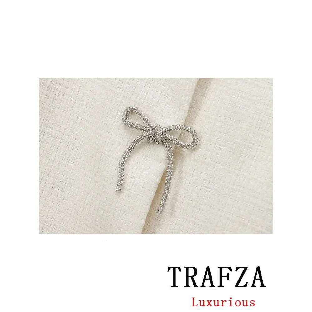 Designer Clothes TRAFZA Vintage Casual Chic Women Jackets Solid Bow Button Long Sleeve Coats New Fashion Autumn Winter Jacket Outwear