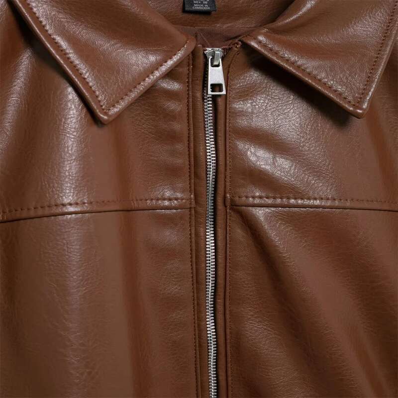 Designer Clothes Koekop Women's Fashion Pure Color Faux Leather Textured Pilot Coat Vintage Casual Long Sleeve Ladies Chic Lady Jacket