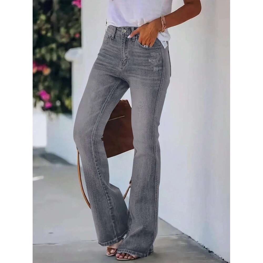 Designer Clothes New Hot Women's Horn Jeans High Waist Slimming Denim Pants