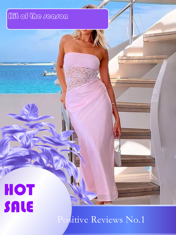 Dongdumaoyi Townlike Perspective Lace Patchwork Sexy Party Dress Women Spring Summer Elegant Maxi Long Dresses