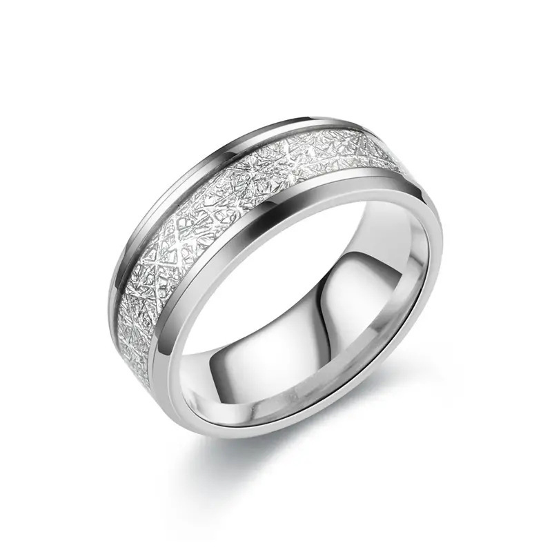 Top source rime silk patterned titanium for men's fashion stainless steel ring accessories
