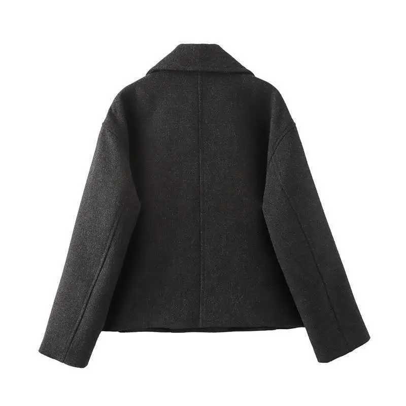 Women Autumn Winter Double Breasted Woolen Coat Elegant Long Sleeves Short Jacket Fashion Lady Warm Street Outerwear J251124