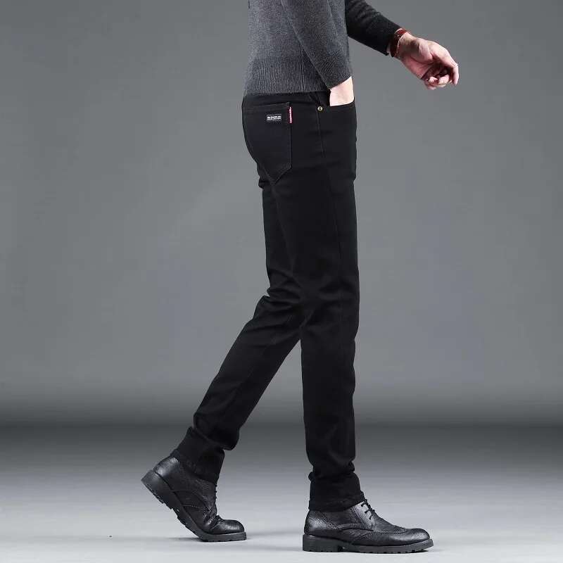 Classic Business Casual Jeans 2023 New Fashion Black Slim Stretch Denim Trousers Male High Quality Pants Men Clothing