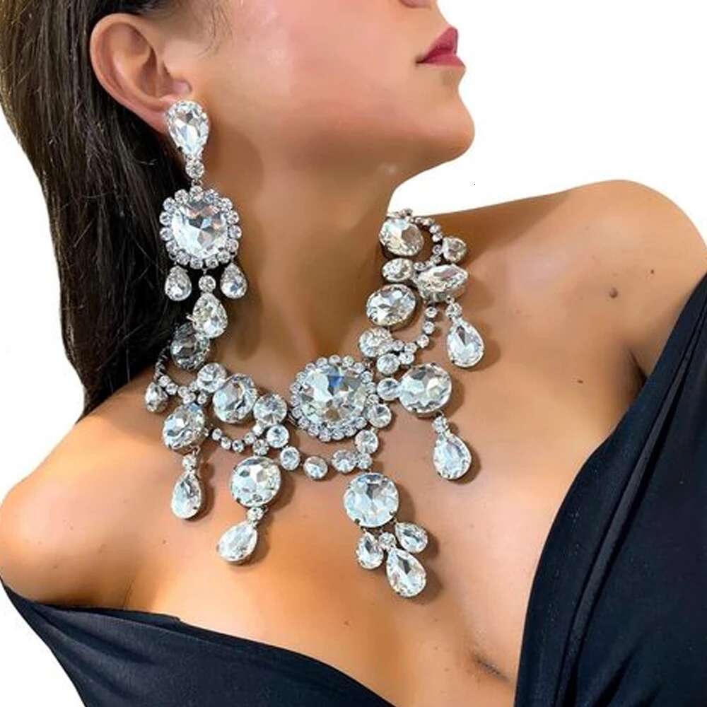 Fashion Exaggerated Jewelry Choker Rhinestone Drag Queen Hip Hop One Piece Element Punk Vintage Collar Necklace Party
