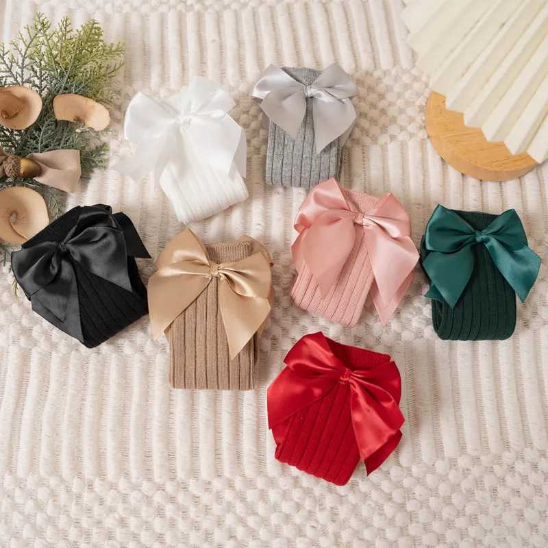 Baby Girls Socks Autumn Winter Kids Big Bow Knee High Long Soft Cute Kids Christmas Sock Cotton Red Newborn Socken For 0-8 Years G251124