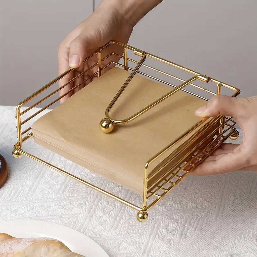 Vintage Square Tissue Box Holder Paper Storage Rack Paper Box Tray Countertop Table Tissue Paper Dispenser Napkin OrganizerM251124