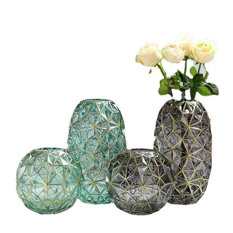 Light Luxury Nordic Glass Vase Living Room Decoration Flowers Arrangement Creative Flower Vase Home Decoration Accessories C251124